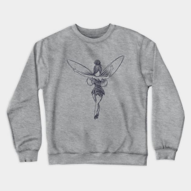 Tinkerbell crayon b&w Crewneck Sweatshirt by Littlepancake